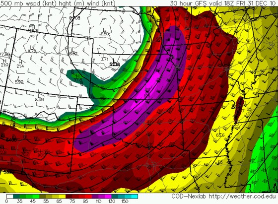 12z Dec 30 GFS 500mb forecast valid 18z Friday, Dec 31 12z Dec 30 GFS 500mb forecast valid 18z Friday, Dec 31