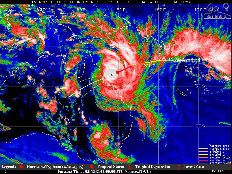 An infrared image of Cyclone Yasi valid 432 UTC. An infrared image of Cyclone Yasi valid 432 UTC.