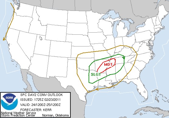 SPC Day 2 Outlook (issued 2/23/11) valid 2/24/11
