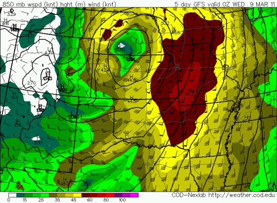 00z March 4 GFS 850mb valid 00z March 9. 00z March 4 GFS 850mb valid 00z March 9.