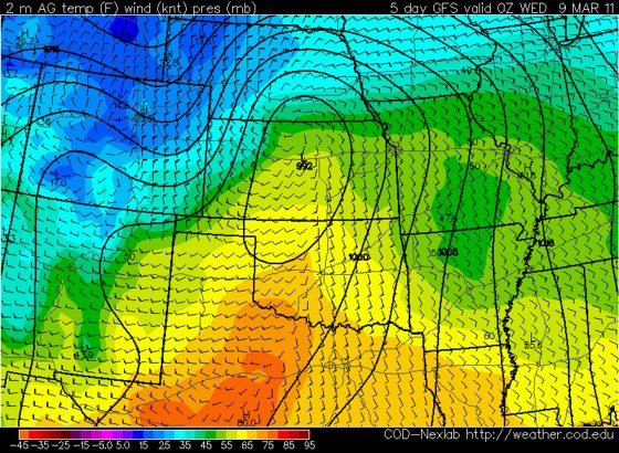 00z March 4 GFS surface/wind valid 00z March 9 00z March 4 GFS surface/wind valid 00z March 9