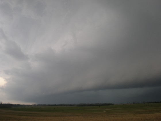 Striations above the gust front along the rear flank downdraft of the tornado-producing supercell 3/8 5:05 p.m.