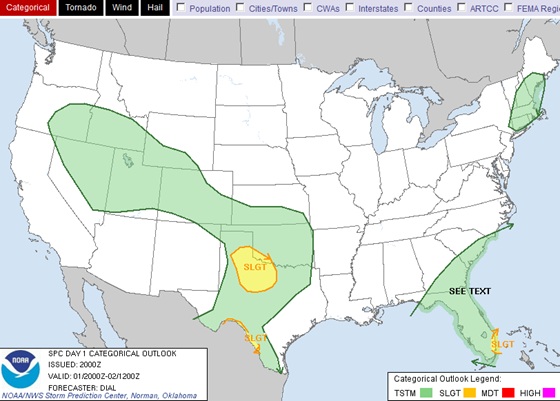 Day 1 Convective Outlook from the Storm Prediction Center valid April 1, 2013 2000 UTC.