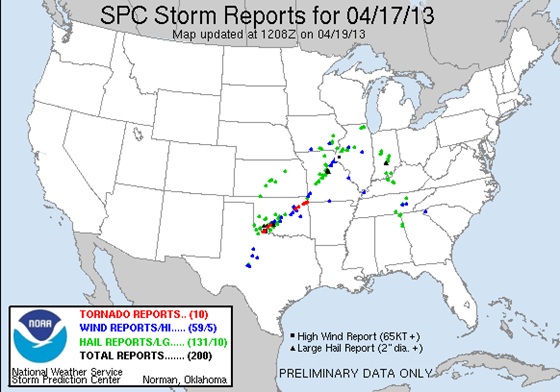 Storm reports from April 17, 2013. Storm reports from April 17, 2013.