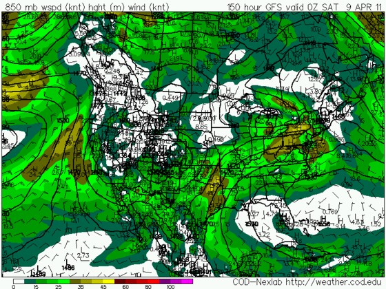 12z 2 April GFS 850mb winds valid Friday 8 April. 12z 2 April GFS 850mb winds valid Friday 8 April.