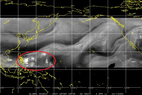 Water vapor image valid April 2, 2011 EDT. Water vapor image valid April 2, 2011 EDT.