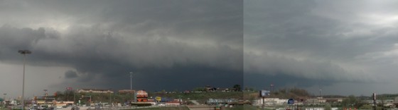 You can see the rain shaft on the left and the shelf cloud on the right.