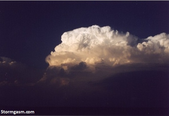 Supercell at sunset on April 17, 2002 in far northwestern Oklahoma.