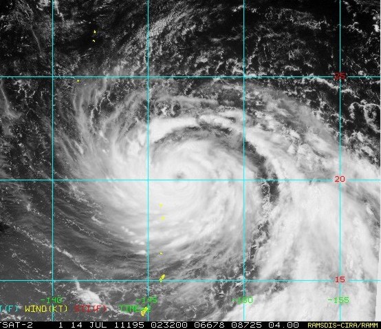 Visible satellite image of Typhoon 08W around 8 p.m. EDT on July 13, 2011. Visible satellite image of Typhoon 08W around 8 p.m. EDT on July 13, 2011.