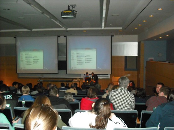 Jim getting video ready to show a large audience Jim getting video ready to show a large audience