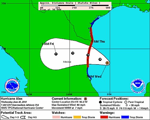 National Hurricane Center Forecast valid June 30, 7:00 a.m. CDT National Hurricane Center Forecast valid June 30, 7:00 a.m. CDT