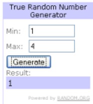 Screen capture of the random number generator Screen capture of the random number generator