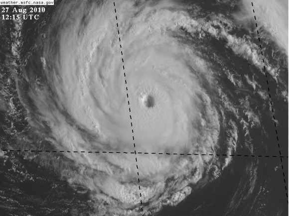 Hurricane Danielle Friday morning, August 27. Maximum sustained winds 135 mph.
