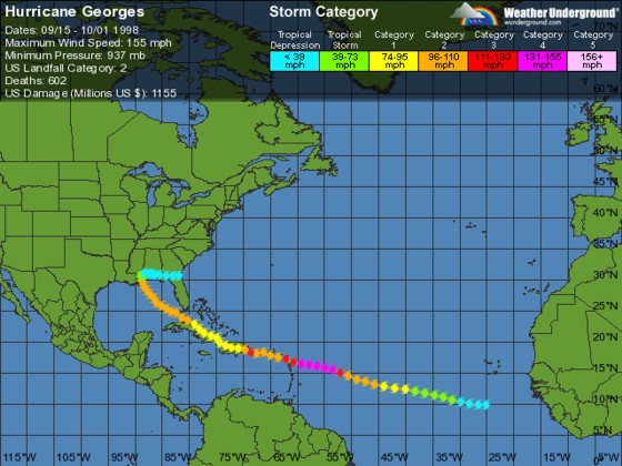 Hurricane Georges Sept 15- Oct 1 1998, from Weather Underground