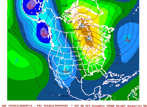 00z March 25 GFS Ensemble 500mb Height Anomalies valid Friday, April 2 00z March 25 GFS Ensemble 500mb Height Anomalies valid Friday, April 2
