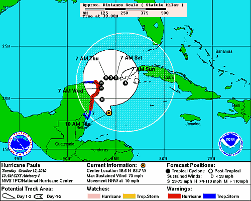 Hurricanen Paula advisory from the National Hurricane Center Oct. 12