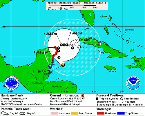 Hurricanen Paula advisory from the National Hurricane Center Oct. 12 Hurricanen Paula advisory from the National Hurricane Center Oct. 12