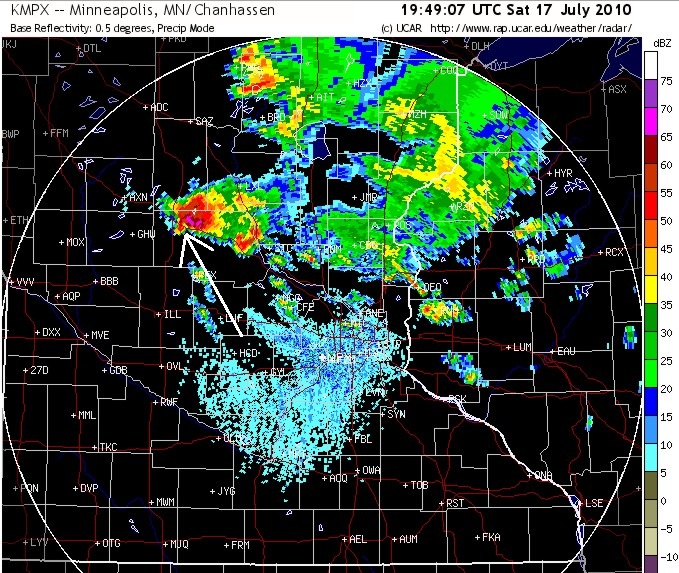 Minneapolis radar valid 19:49 UTC Saturday, July 17