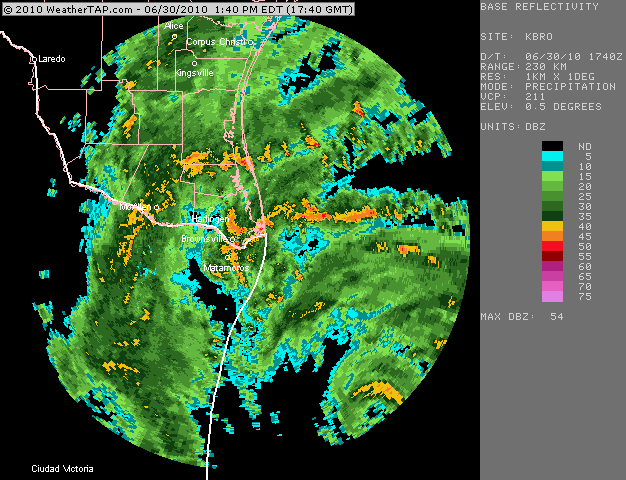 Brownsville, TX radar valid June 30 12:45 pm to 1:23 pm CDT Brownsville, TX radar valid June 30 12:45 pm to 1:23 pm CDT