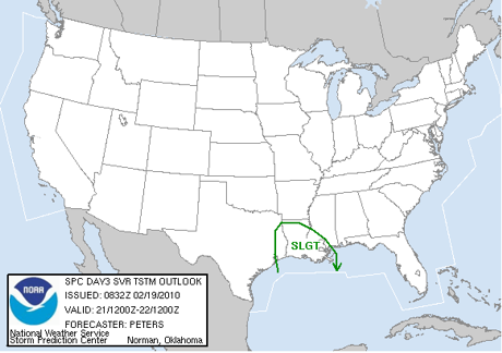Storm Prediction Center day 3 convective outlook for Sunday