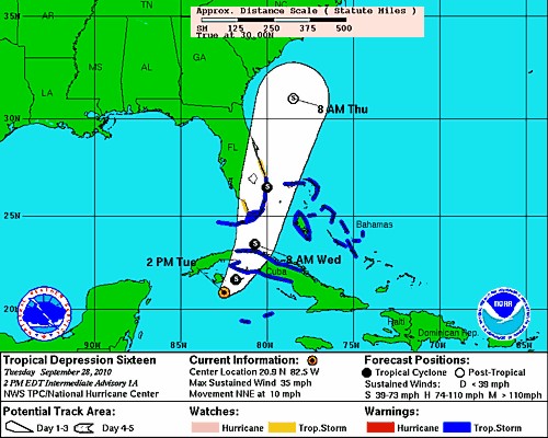 Tropical Depression Sixteen Forecast from NHC Tropical Depression Sixteen Forecast from NHC