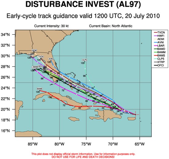 Tropical model guidence for Invest 97 valid 12z July 20 Tropical model guidence for Invest 97 valid 12z July 20