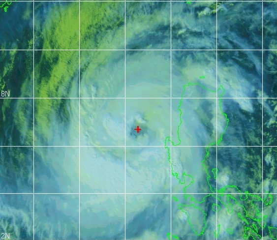 Infrared satellite image of Typhoon 15W (MEGI) as it emerged over the South China Sea. Image valid Oct 19 530 UTC