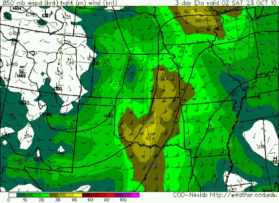 00z Oct 20 WRF 850mb winds/heights valid 00z Oct 23. 00z Oct 20 WRF 850mb winds/heights valid 00z Oct 23.