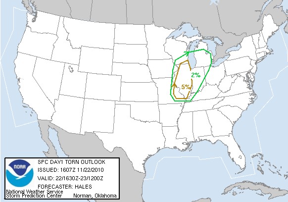 Tornado Prob. from the SPC Outlook 11.22.10